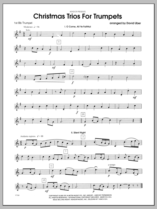 Christmas Trios For Trumpets - 1st Bb Trumpet (Brass Ensemble) von Uber