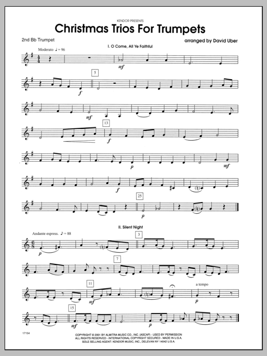 Christmas Trios For Trumpets - 2nd Bb Trumpet (Brass Ensemble) von Uber