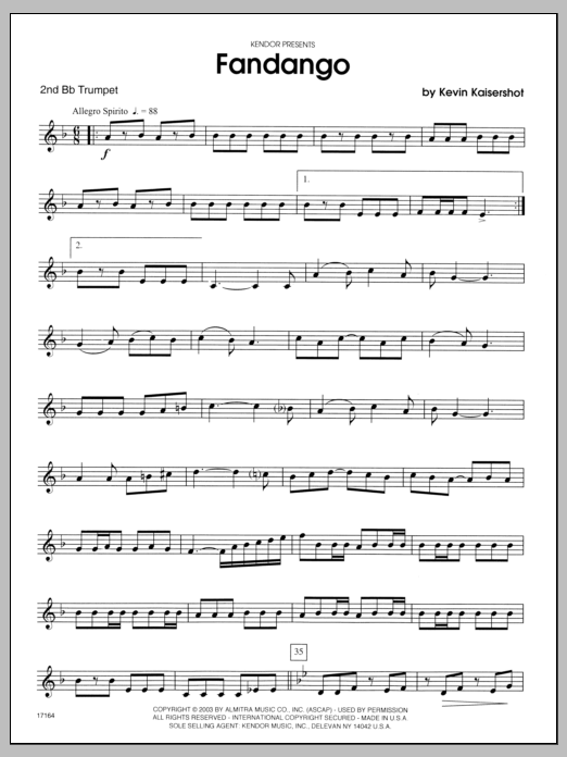 Fandango - 2nd Bb Trumpet (Brass Ensemble) von Kaisershot