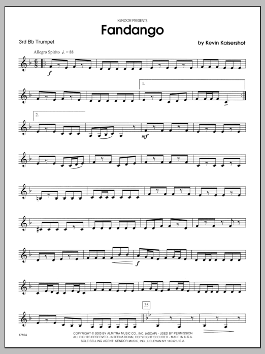 Fandango - 3rd Bb Trumpet (Brass Ensemble) von Kaisershot