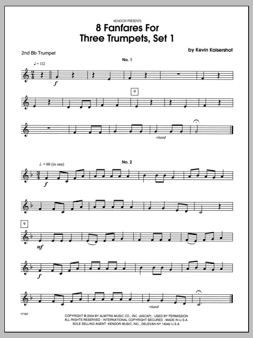 8 Fanfares For Three Trumpets, Set 1 - 2nd Bb Trumpet (Brass Ensemble) von Kaisershot