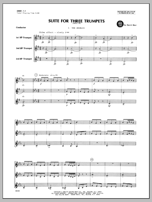 Suite For Three Trumpets (Opus 28) - Full Score (Brass Ensemble) von Uber