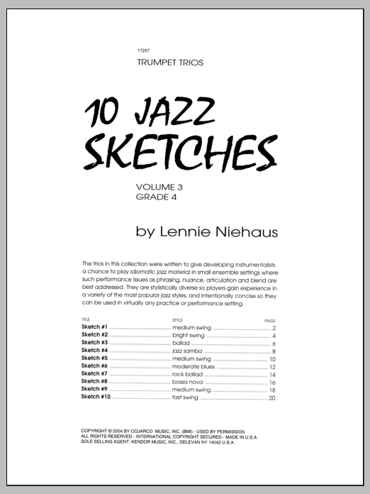 10 Jazz Sketches, Volume 3 (Brass Ensemble) von Niehaus