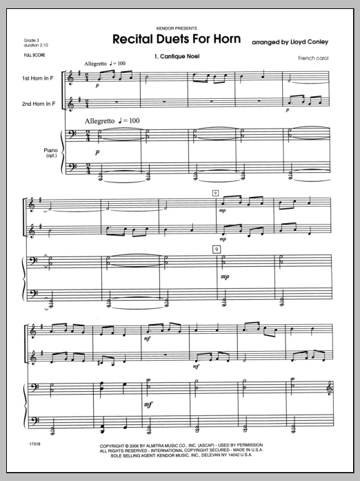 Recital Duets For Horn - Full Score (Brass Ensemble) von Conley
