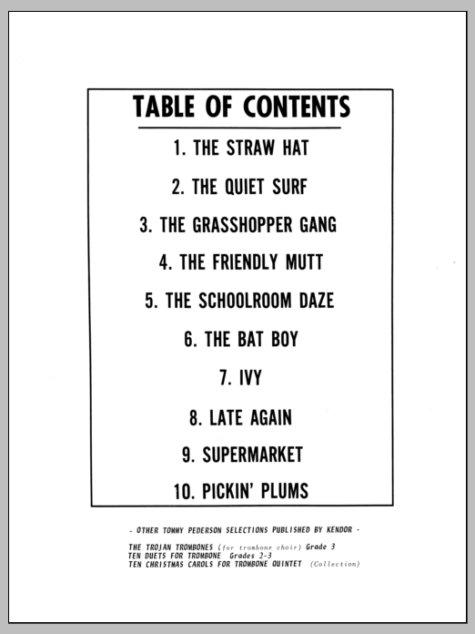 Ten Trios For Trombone - Full Score (Brass Ensemble) von Pederson