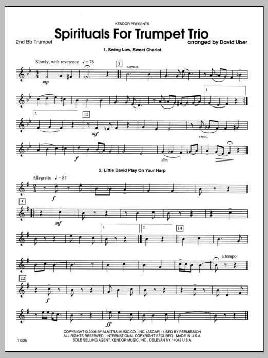 Spirituals For Trumpet Trio - 2nd Bb Trumpet (Brass Ensemble) von Uber