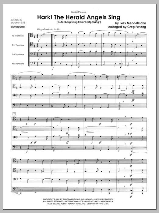 Hark! The Herald Angels Sing - Full Score (Brass Ensemble) von Furlong