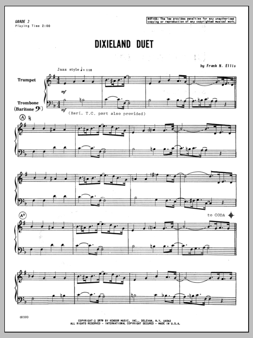 Dixieland Duet - Full Score (Brass Ensemble) von Ellis