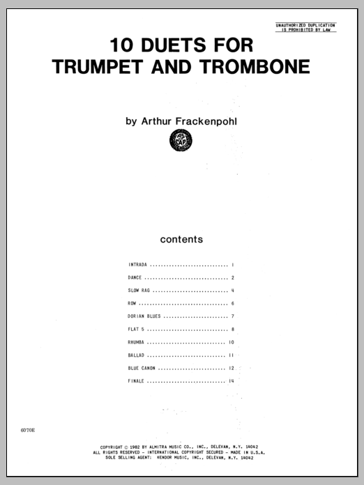 10 Duets For Trumpet And Trombone (Brass Ensemble) von Arthur Frackenpohl