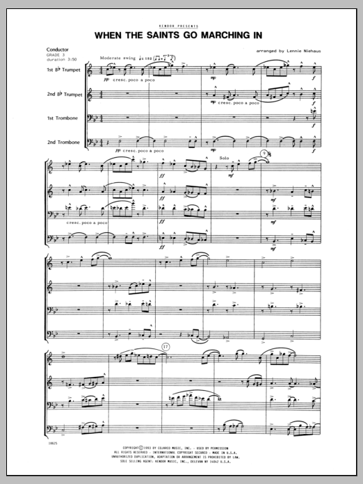 When the Saints Go Marching In - Full Score (Brass Ensemble) von Niehaus