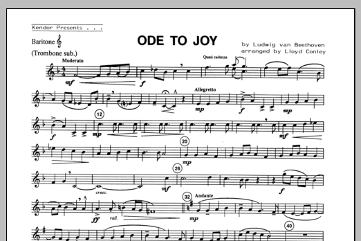 Ode To Joy - Baritone T.C./Trombone (Brass Ensemble) von Conley