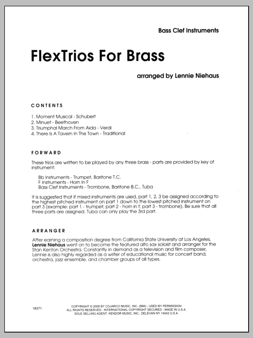 FlexTrios For Brass (Playable By Any Three Brass Instruments) - Trombone/Baritone B.C./Tuba (Brass Ensemble) von Niehaus