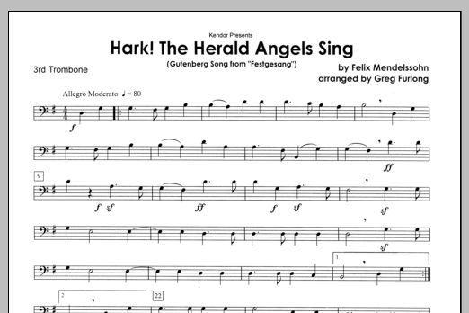 Hark! The Herald Angels Sing - 3rd Trombone (Brass Ensemble) von Furlong