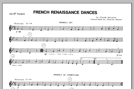 French Renaissance Dances - 3rd Bb Trumpet (Brass Ensemble) von Decker