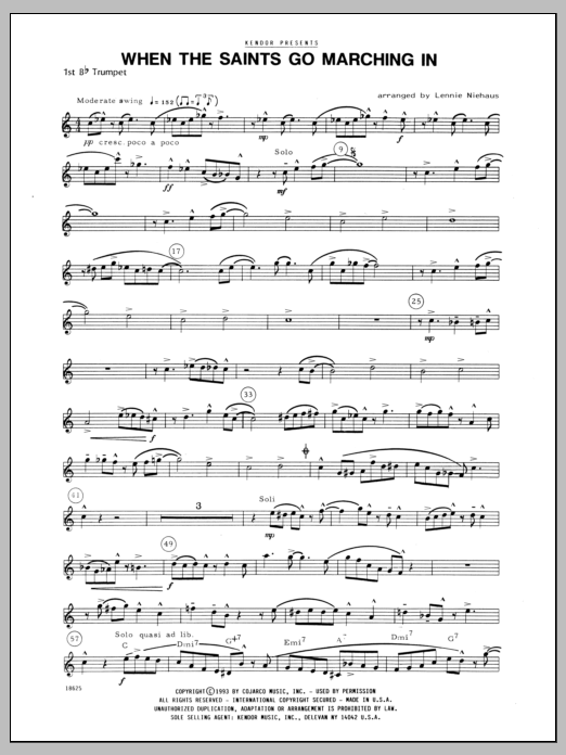 When the Saints Go Marching In - 1st Bb Trumpet (Brass Ensemble) von Niehaus