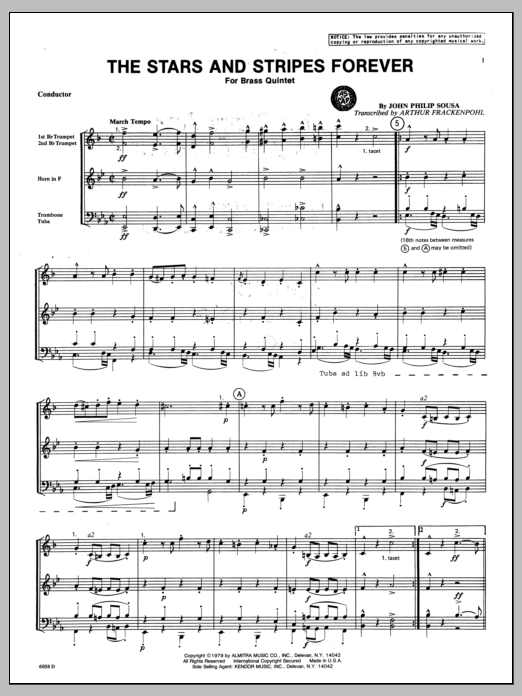 Stars And Stripes Forever, The - Full Score (Brass Ensemble) von Arthur Frackenpohl