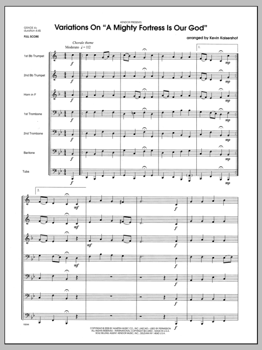 Variations On A Mighty Fortress Is Our God - Full Score (Brass Ensemble) von Kaisershot