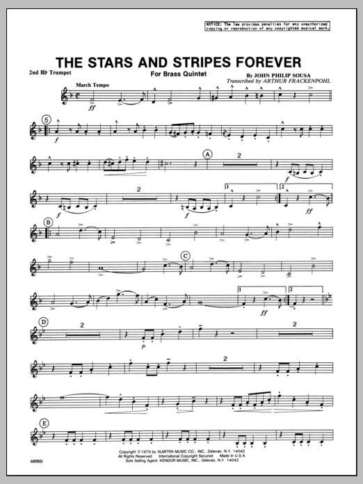 Stars And Stripes Forever, The - 2nd Bb Trumpet (Brass Ensemble) von Arthur Frackenpohl