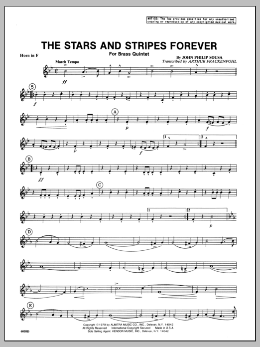 Stars And Stripes Forever, The - Horn in F (Brass Ensemble) von Arthur Frackenpohl