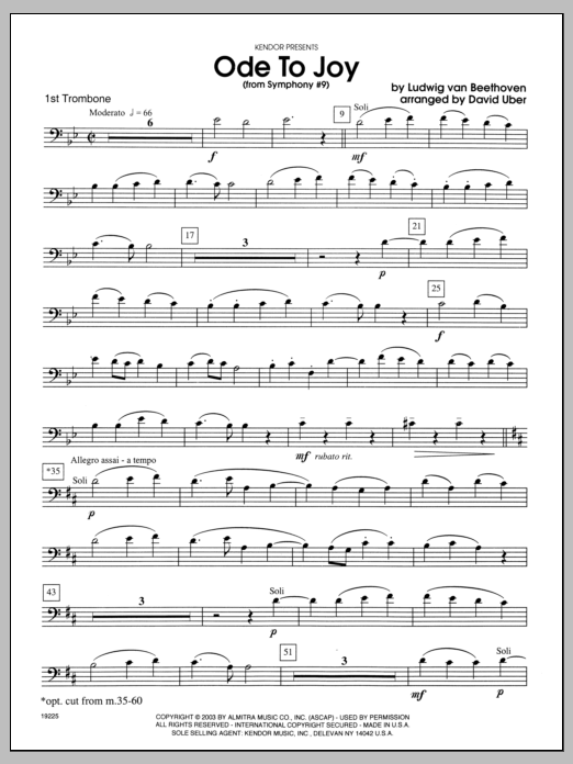 Ode To Joy (From Symphony #9) - 1st Trombone (Brass Ensemble) von Uber