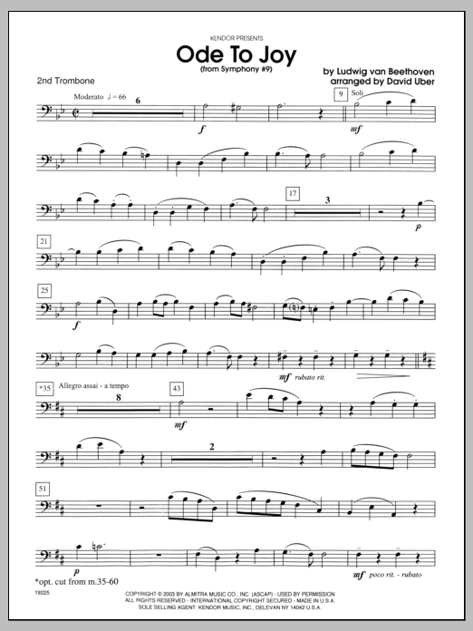 Ode To Joy (From Symphony #9) - 2nd Trombone (Brass Ensemble) von Uber