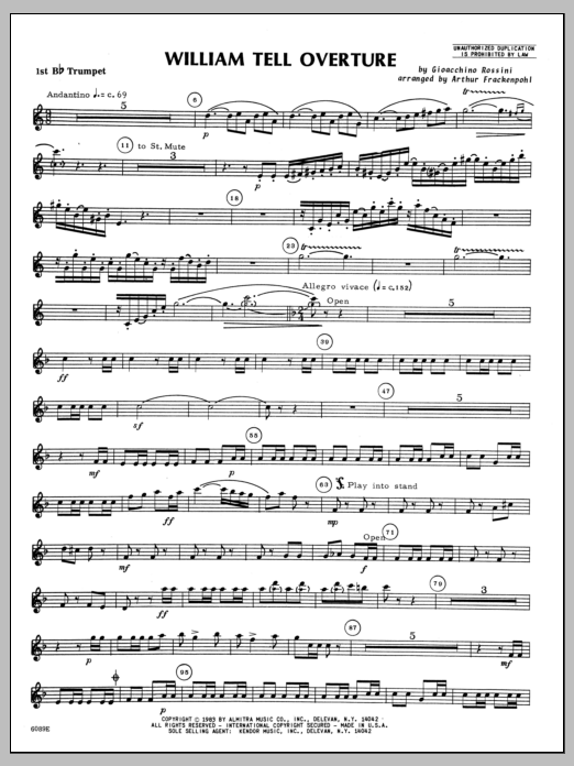 William Tell Overture - 1st Bb Trumpet (Brass Ensemble) von Arthur Frackenpohl