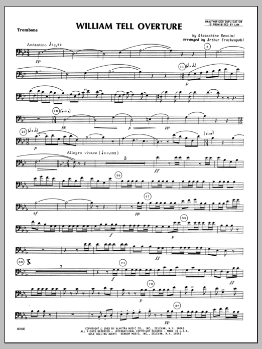 William Tell Overture - Trombone (Brass Ensemble) von Arthur Frackenpohl