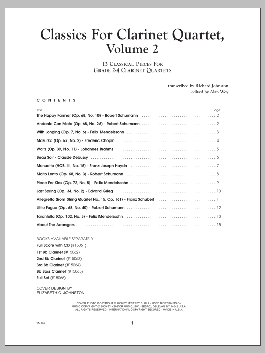 Classics For Clarinet Quartet, Volume 2 - 2nd Bb Clarinet (Woodwind Ensemble) von JOHNSTON