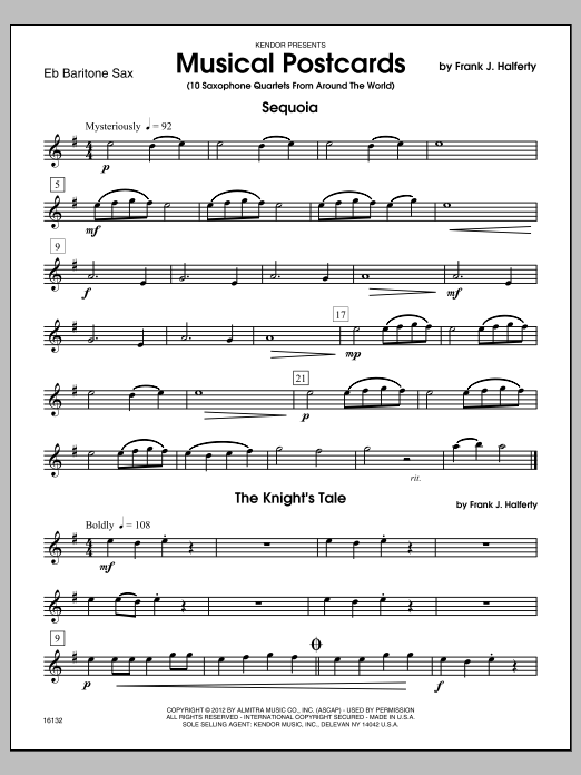 Musical Postcards (10 Saxophone Quartets From Around The World) - Eb Baritone Saxophone (Woodwind Ensemble) von Halferty