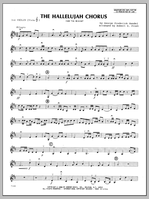 Hallelujah Chorus, The - 3rd Violin (Orchestra) von Frost