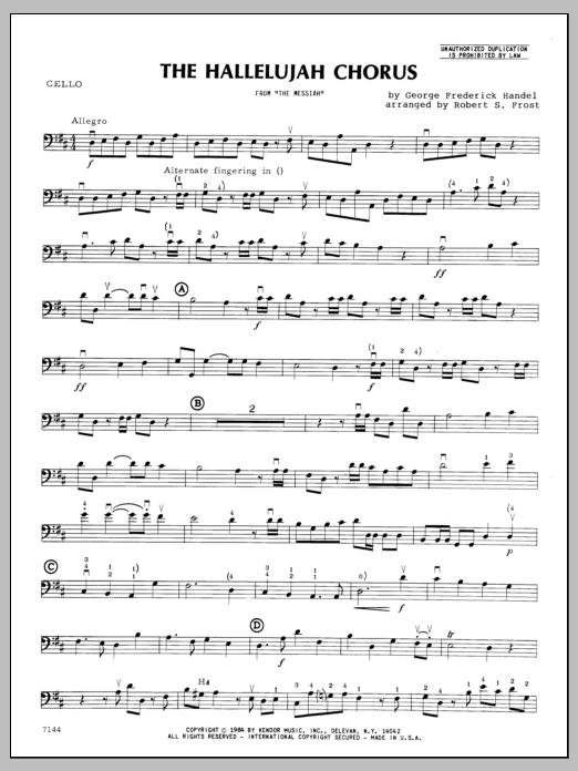 Hallelujah Chorus, The - Cello (Orchestra) von Frost