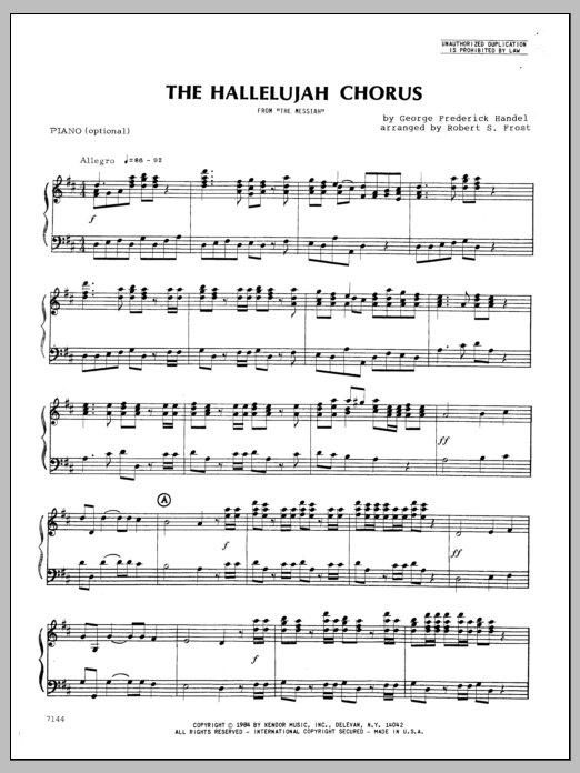 Hallelujah Chorus, The - Piano (optional) (Orchestra) von Frost