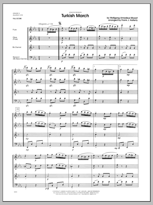 Turkish March - Full Score (Woodwind Ensemble) von Halferty