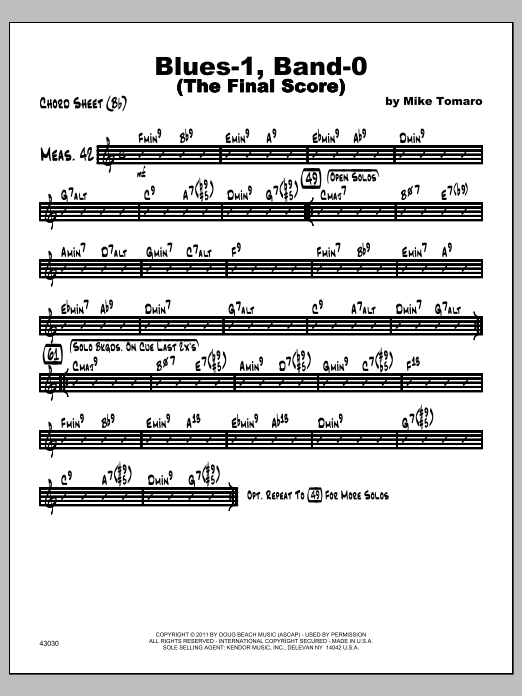 Blues-1, Band-0 (The Final Score) - Chord Sheet Bb (Jazz Ensemble) von Tomaro