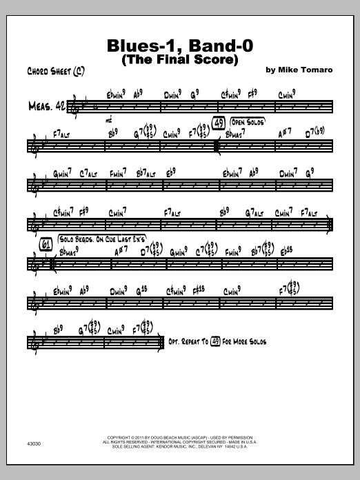 Blues-1, Band-0 (The Final Score) - Chord Sheet C (Jazz Ensemble) von Tomaro