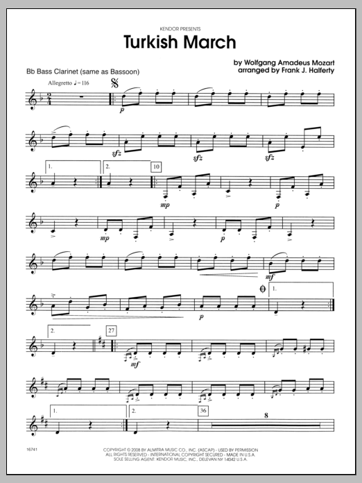 Turkish March - 4th Bb Clarinet (Woodwind Ensemble) von Halferty