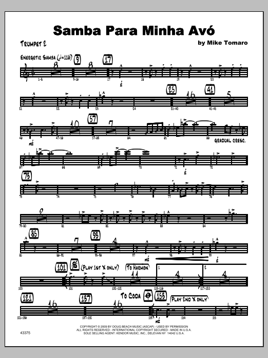 Samba Para Minha Avo - Trumpet 2 (Jazz Ensemble) von Tomaro