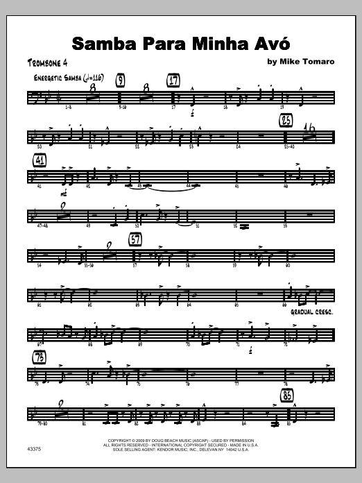 Samba Para Minha Avo - Trombone 4 (Jazz Ensemble) von Tomaro