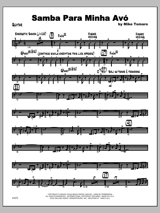 Samba Para Minha Avo - Guitar (Jazz Ensemble) von Tomaro