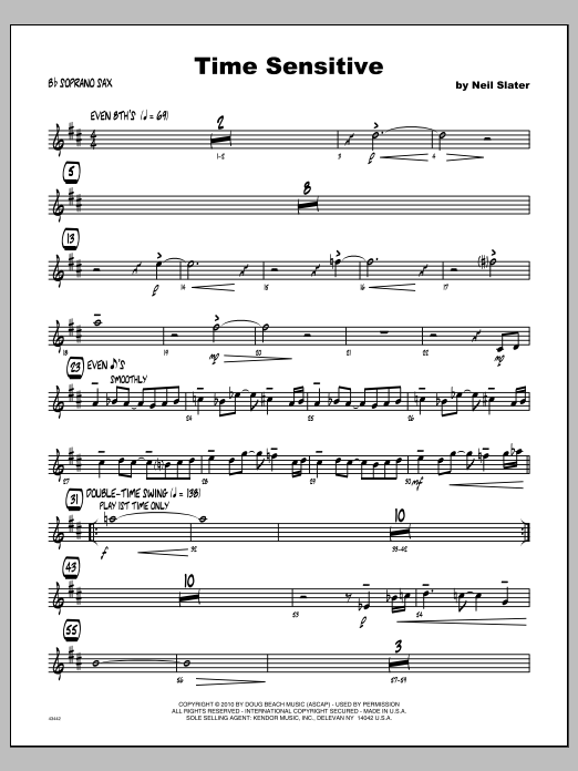 Time Sensitive - Bb Soprano Sax (Jazz Ensemble) von Slater