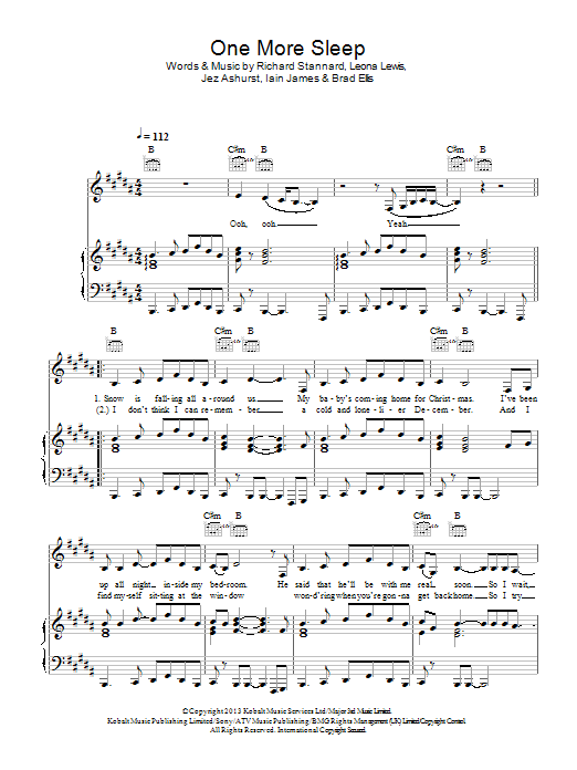 One More Sleep (Piano, Vocal & Guitar Chords) von Leona Lewis
