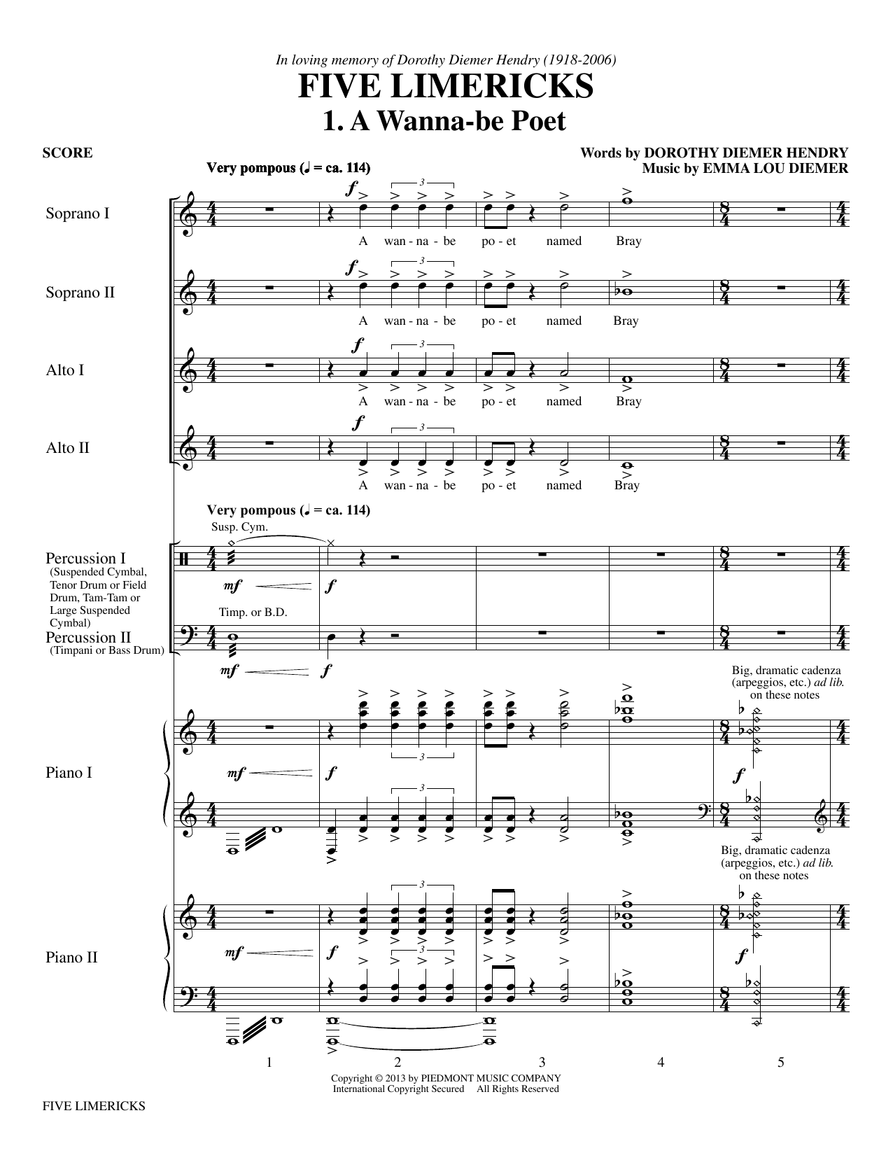 Five Limericks (SSAA Choir) von Emma Lou Diemer