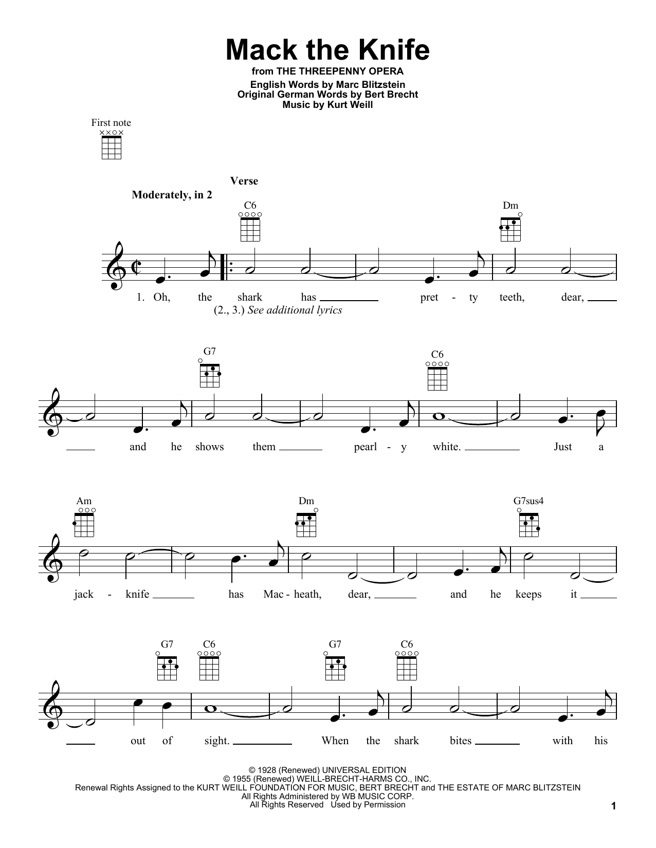 Mack The Knife (Ukulele) von Bobby Darin