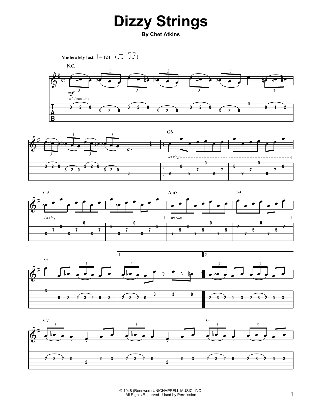 Dizzy Strings (Guitar Tab (Single Guitar)) von Chet Atkins