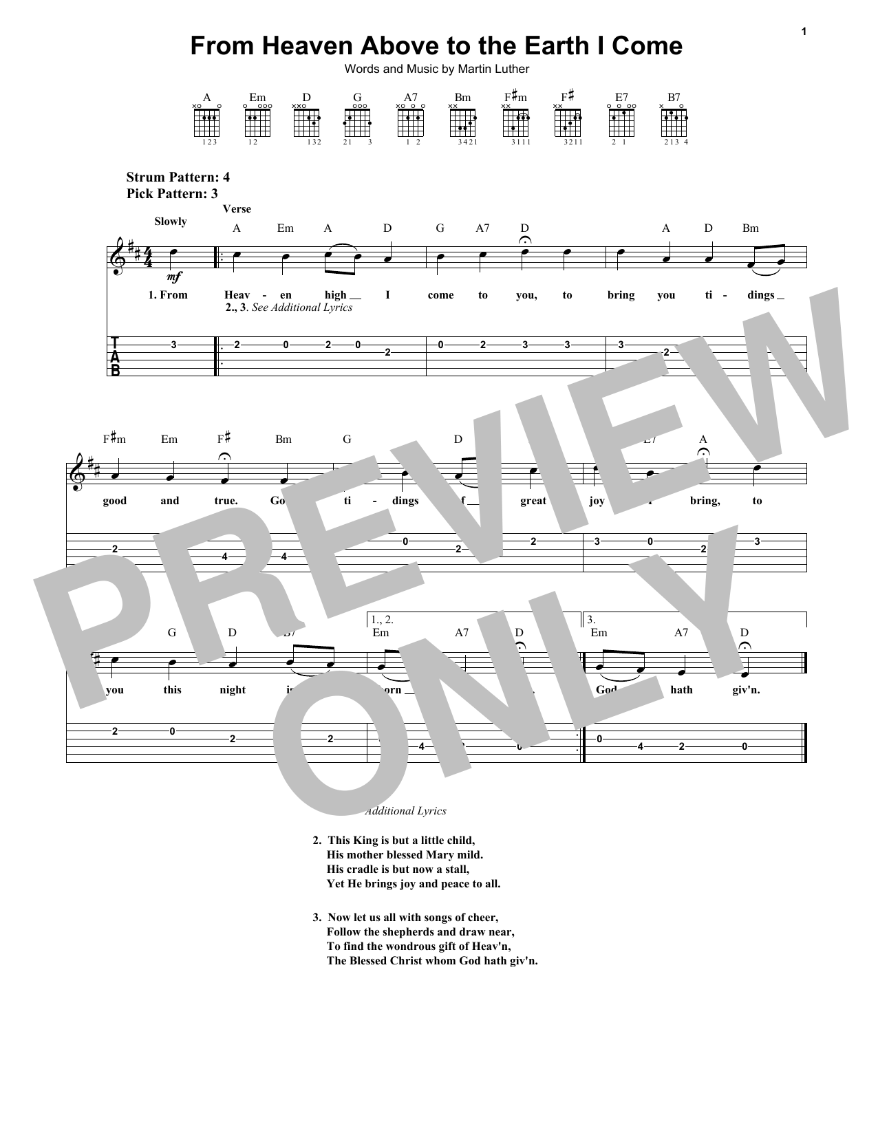 From Heaven Above To Earth I Come (Easy Guitar Tab) von Geistliche Lieder