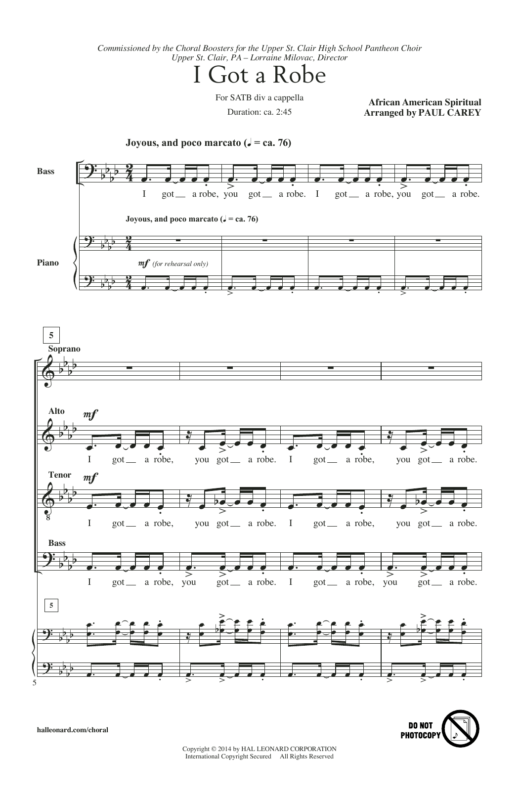 I Got A Robe (SATB Choir) von Paul Carey