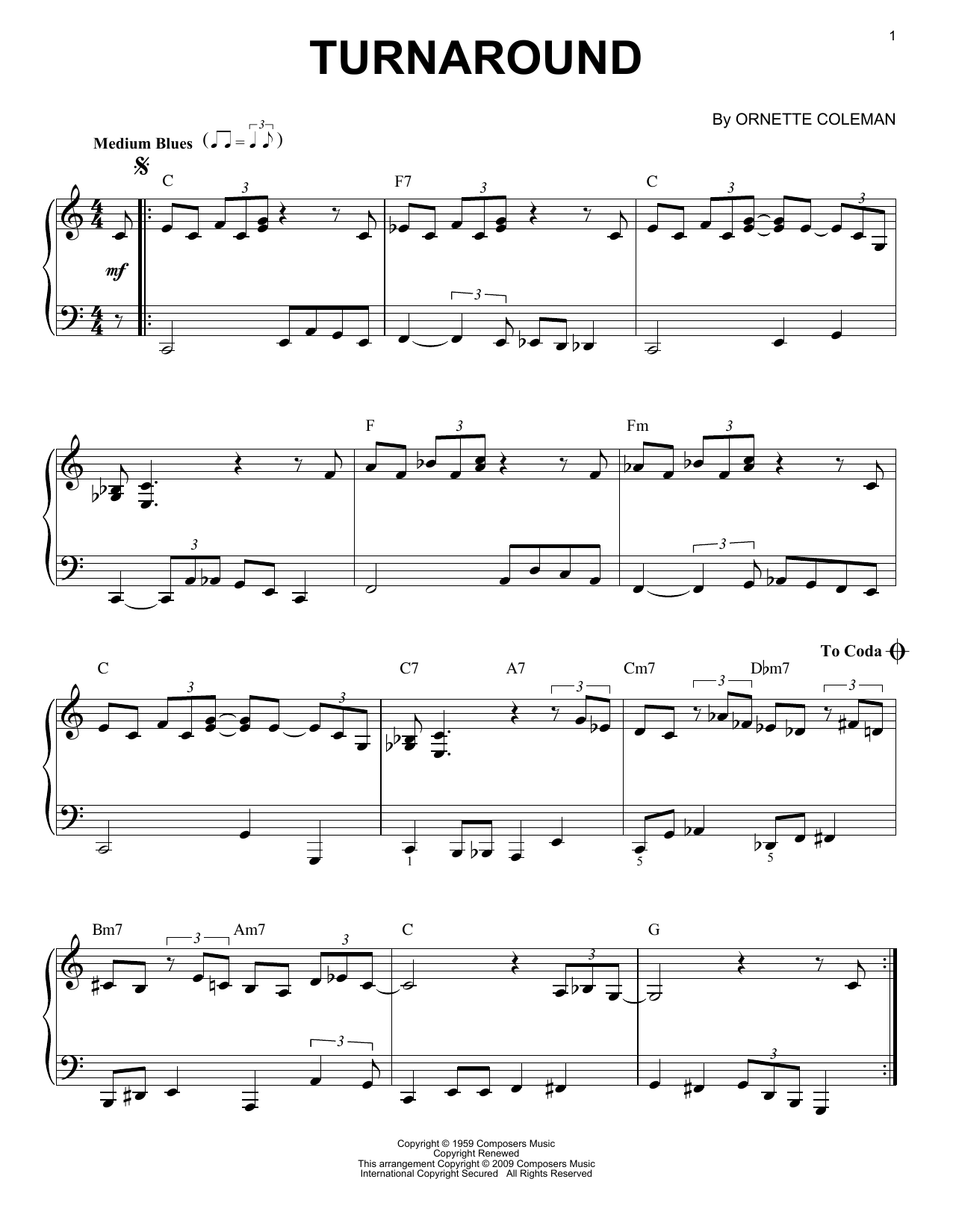 Turnaround (Piano Solo) von Ornette Coleman