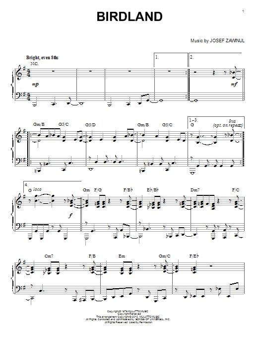 Birdland (Piano Solo) von Manhattan Transfer