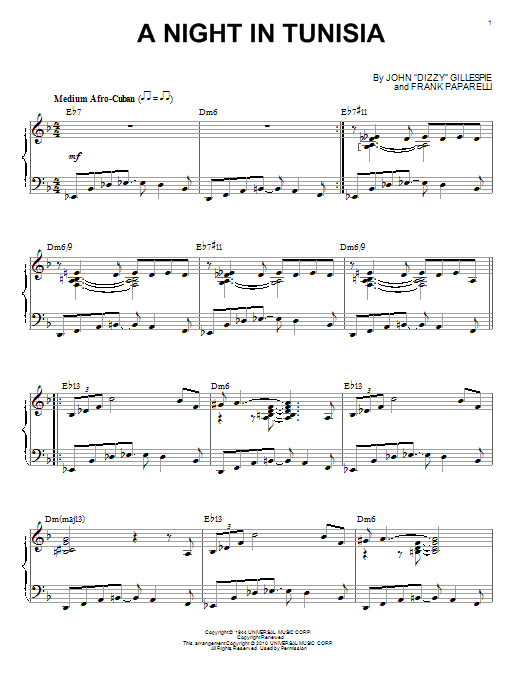 A Night In Tunisia (Piano Solo) von Dizzy Gillespie