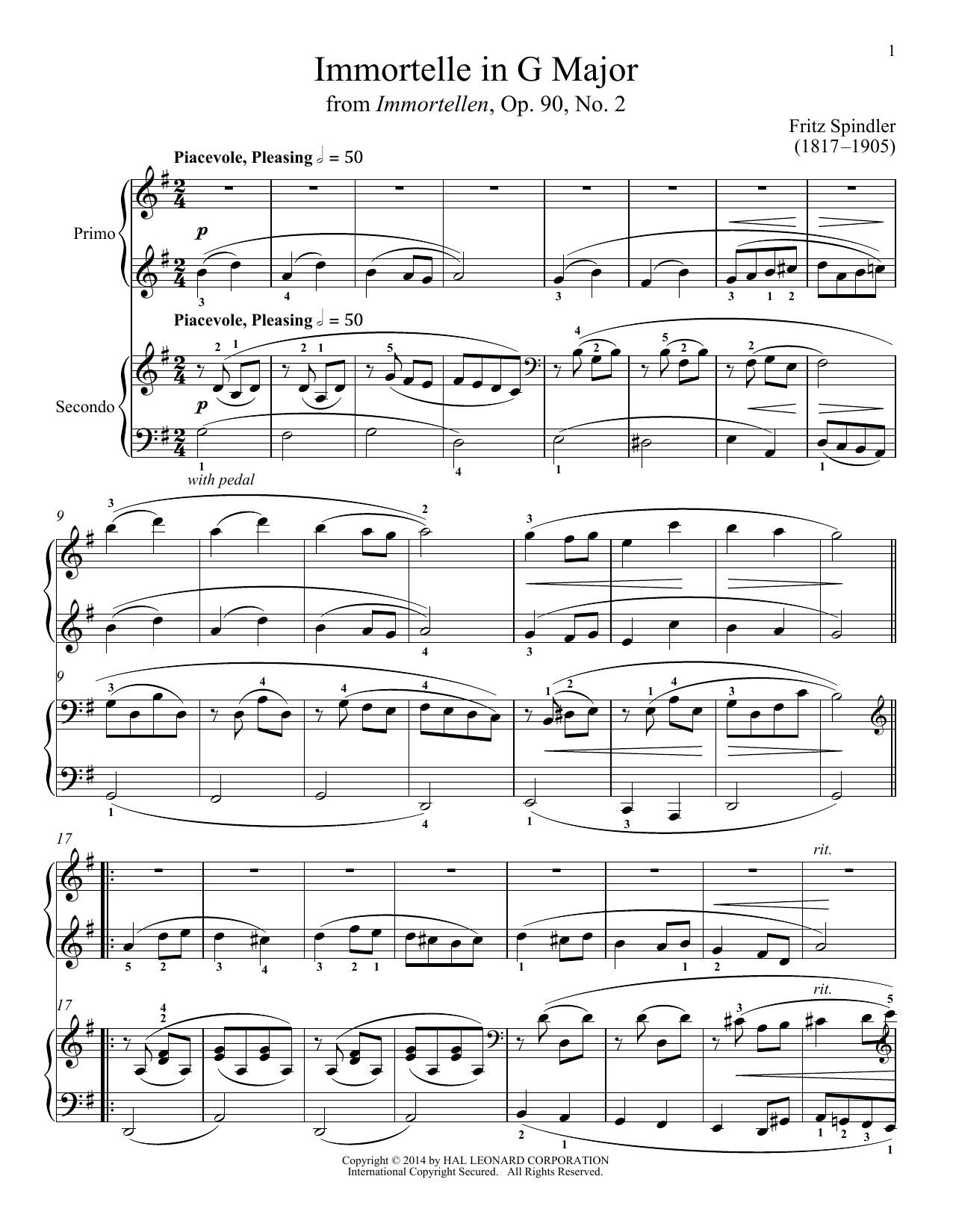 Immortelle In G Major (Piano Duet) von Bradley Beckman